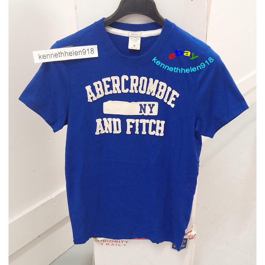 ABERCROMBIE & FITCH APPLIQUE LOGO GRAPHIC TEE BLUE MENS SIZE