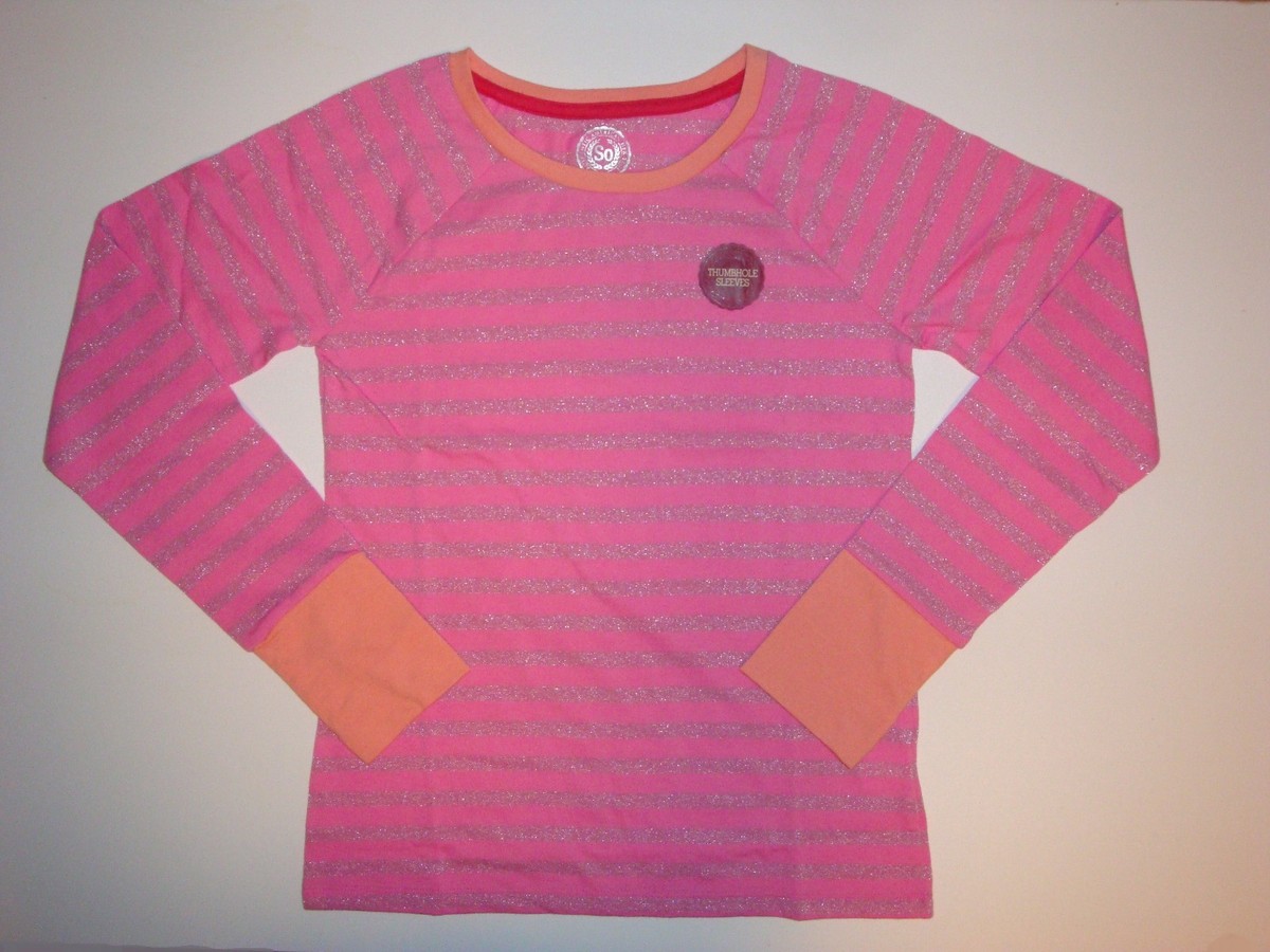 Girls' Glittery Long Sleeve Shirt With Thumbholes ~ Pick Your Size
