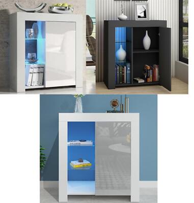 Matt & Hochglanz weiß/schwarz Schrank Schrank Sideboard Schrank LED Licht