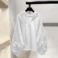 Women Hooded Ins Thin Sweater Casual Tops Loose Sweatshirt Loose Korean Pullover