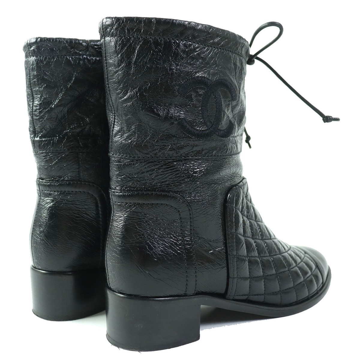 CHANEL G34096 Leather MATELASSE Short Boots 36 Black CHANEL G34096 Leather MATELASSE Short Boots 36 Black