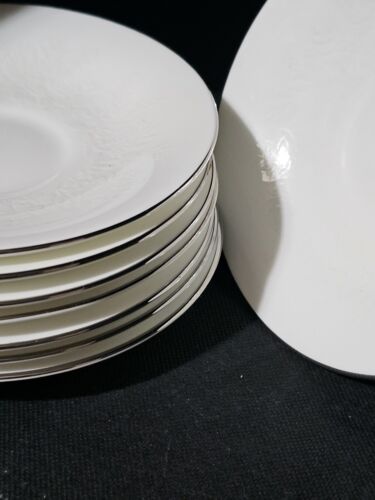 8 Wedgewood Bread & Butter Plate White Silver Ermine R4452 Bone China 6" saucer - Picture 1 of 6