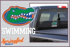 Florida Gators SWIMMING w/ Gator Head #2 Vinyl Decal UF Car Truck Sticker