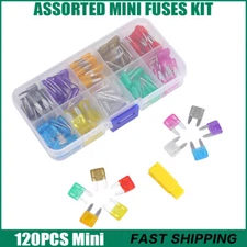 120Pcs Mini Blade Fuse Assortment Kit Fuses Assorted Set Auto Car Motorcycle SUV