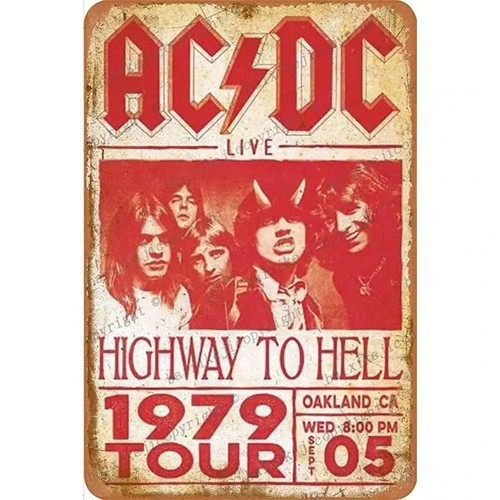 AC DC Vintage Heavy Metal Music Cool Classic Rock Band Metal Tin Sign bar retro - Picture 12 of 47