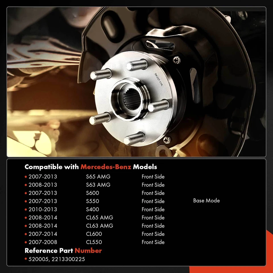 Conjunto de buje de cojinete de rueda delantero derecho y derecho para Mercedes-Benz W221 S400 CL550 S550 Foto 2 de 4