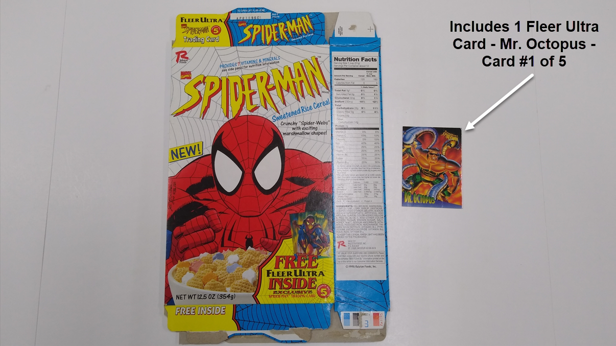 1995 Ralston Foods Spider-Man Cereal Box – Includes 1 Fleer Ultra Card - Octopus