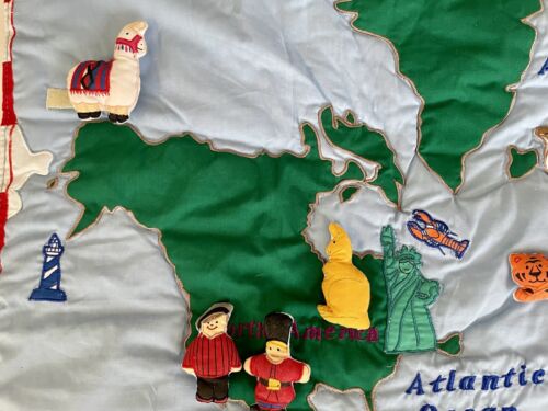 Fabric International Map~Removable Embroidered Ethnic People Around the World - Picture 2 of 14