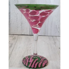 Lolita Pink Giraffe martini glass drinkware decor Safari print