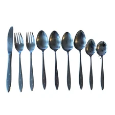 Vintage MCM Japan Starburst Star Atomic Stainless Steel Flatware 9 Pcs Forks