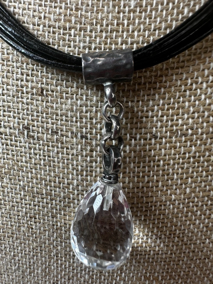 Collar Silpada Cordón Cuero Cristal Prisma Gota Colgante Lágrima Esterlina Foto 2 de 4
