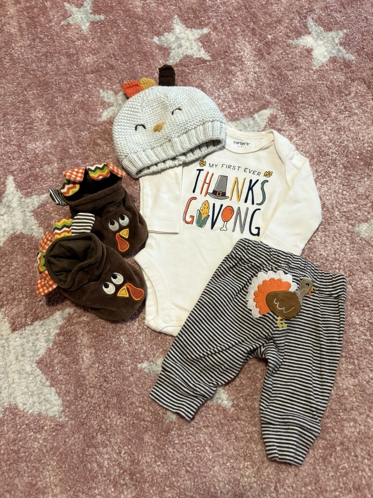 NWt Nb boy girl turkey my FIRST thanksgiving 1st outfit carters layette holidays
