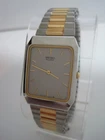 VINTAGE MENS SEIKO TANK THIN-CASE QUARTZ TWO-TONE WATCH 5P30-5D40 New Battery