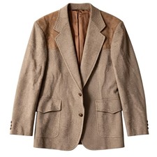Vintage Pendleton 100 Wool Western Blazer Jacket Brown Size 42 USA Leather Trim