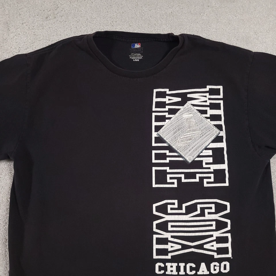 Camisa Chicago White Sox Para Hombres Grande Negra MLB Béisbol Vertical Gráfico Camiseta Foto 3 de 4