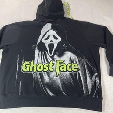 Ghost Face Hoodie Sweatshirt Mens 2XL Black Fleece Horror Movie Graphic Bioworld