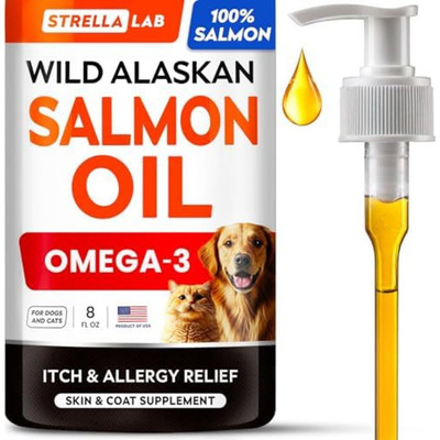 Wild Alaskan Salmon Oil for Dogs - Natural Omega 3 for Dogs & Cats, Itch & Aller
