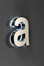 LED-Buchstabe a  in 3D beleuchtet 220Volt Edelstahl Hausschild inkl. Trafo