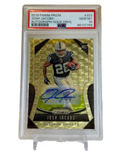 2019 Panini Prizm Rookie Josh Jacobs Gold Vinyl Auto/5 Raiders PSA 10