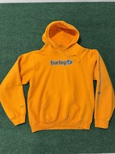 Vintage 90s Hurley Faded Orange Spellout Hoodie Youth XL Surf Skate Grunge Y2K