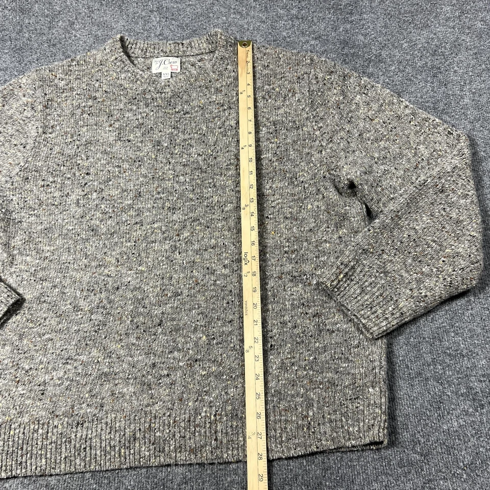 J Crew Sweater Mens 2XL Gray 100% Wool Speckled Donegal Tweed Crewneck Pullover - Image 4 of 4