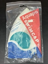 Vintage Aquapro Rubber Swim Dive Cap Molded White Floral w/ Strap