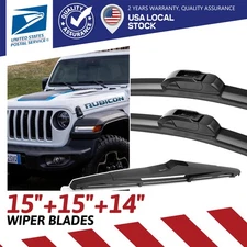 15" 15" 14" Windshield Wiper Blades Bracketless U/J Hook OEM QUALITY All Season