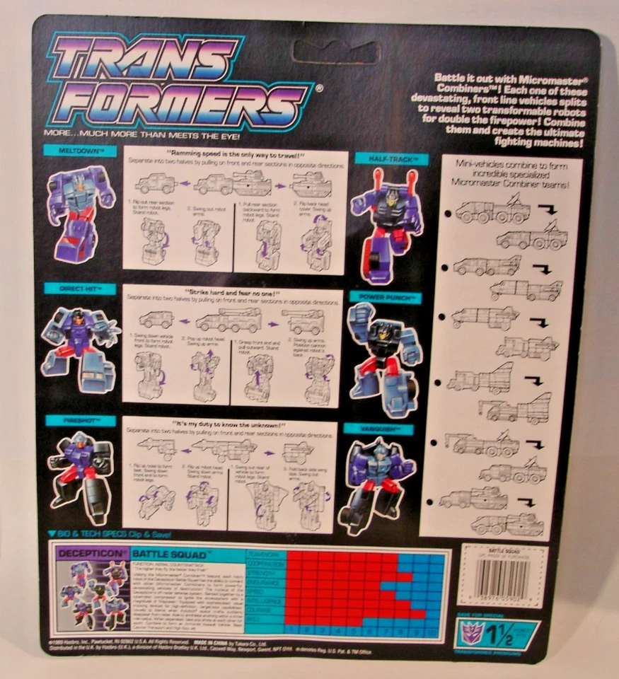 Transformers 1989 Micromaster Combiner Decepticon Battle Squad como nuevo en tarjeta sin usar, en caja Foto 4 de 4
