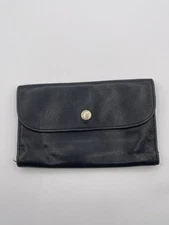 Vintage Longchamp Pebbled Black Leather Flap Envelope Credit Card Wallet *READ*