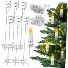 20 Pcs Silver Christmas Tree Candle Holders Metal Candle Holder with Snowflake 