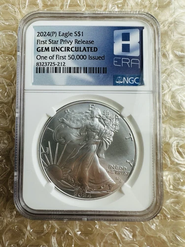 2024 P Silver EAGLE WITH STAR PRIVY NGC GEM UNC 1 OF FIRST 50,000