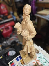 18th Century Clay Art Sculpture  Of A Man. Antique Art.
