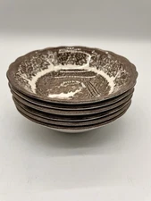 Vintage J&G Meakin Romantic England Brown Fruit/Berry Bowls England Set of 6