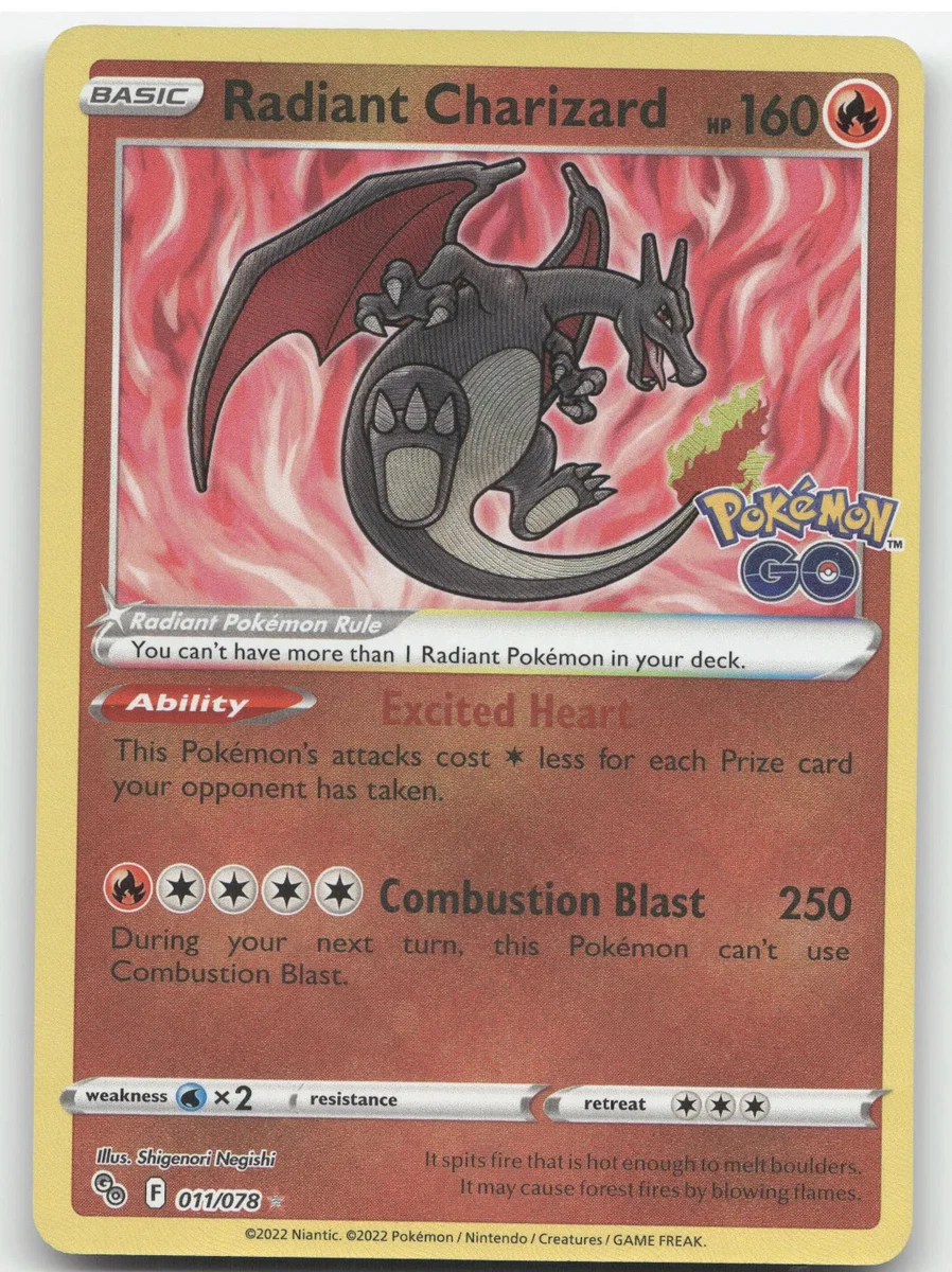 Radiant Charizard 011/078 Pokémon GO for sale | eBay
