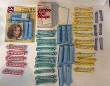 50 Count, Vintage Goody Hair Curlers Rollers Perm Plastic, Swing-Arm And Wraps