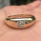2Ct Round Real Moissanite Men's Wedding Ring 14K Yellow Gold plated 925 Silver