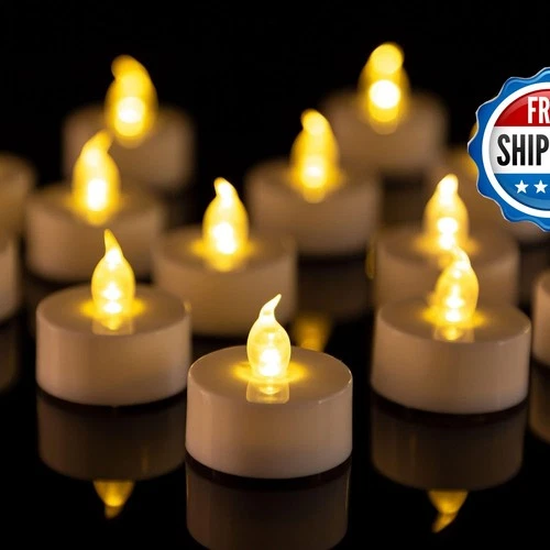 LED Tea Lights Battery Operated Flameless Candles 50 Pack Warm Yellow - product listing photo