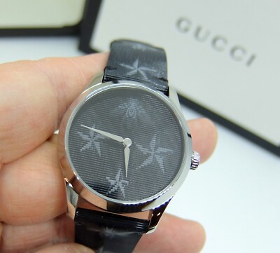 GUCCI WATCH logo floating bee star black g timeless ya1264105