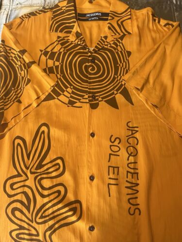 Jacquemus Le Raphia Men's Orange Short Sleeve Shirt - Size 50