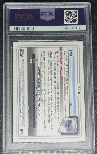 Jhon Diaz 2020 Bowman 1. Auflage orange Folie #/25 PSA 9 Strahlen - Bild 2 von 2
