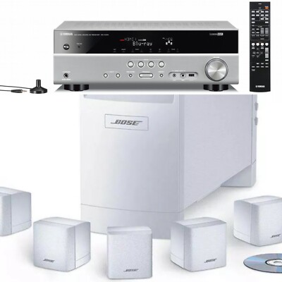 Bose Acoustimass 5.1 White Sound System + Cables, Brackets, Yamaha