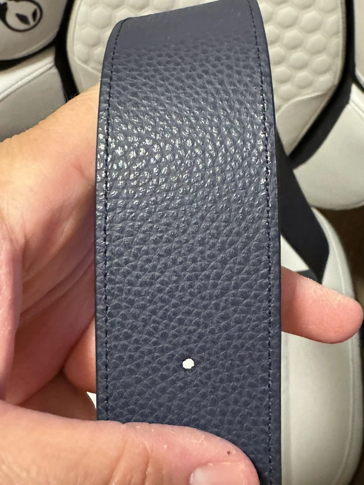 BALLY B LOGO HEBILLA CUADRADA AJUSTABLE CUERO AZUL CINTURÓN REVERSIBLE NUEVO - 110 Foto 4 de 4