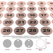 1-100 Laser Engraved Number Discs Copper 30mm Table Pub Club Tags Locker