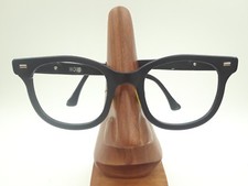 Vintage Wood Solid Black Metal Horn Rimmed Round Sunglasses Frames USA
