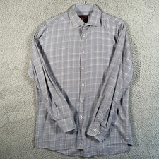 Men's Tattersall London Plaid LS Cotton Button Down Dress Shirt SZ 16.5 34/35