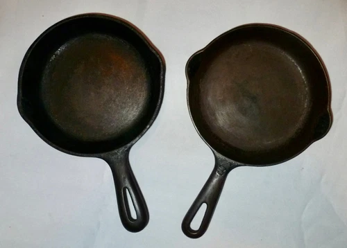 Griswold Cast Iron  709H #3 Skillet  & Unknown 6 1/2" Skillet B - Both U.S.A.
