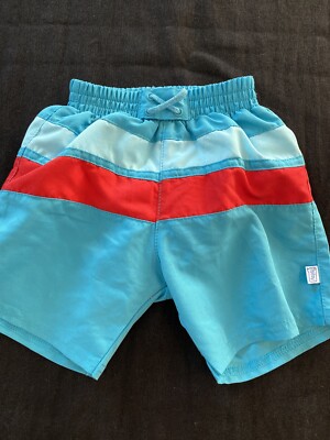 I Play EUC Aqua/Red UPF50 Swim Trunks With Built In Diaper- 12 Mos