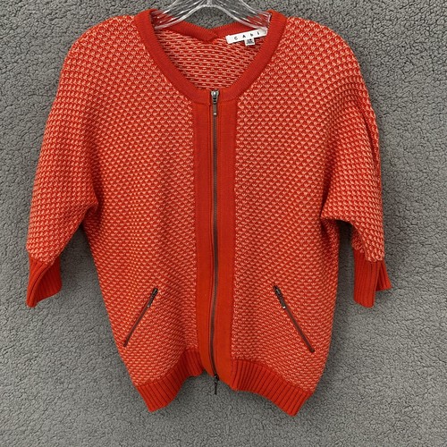 Cabi Sweater Women XS Zip Up Cocoon Red 
