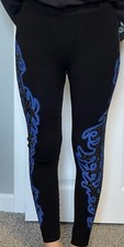 Unbranded Leggings Women's One Size (fits S/M Best) Y2K Cyber Goth Blue Tribal