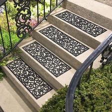 4 Pack Rubber Stair Mats Outdoor Non Slip Traction Scrolled Mat Grip Treads